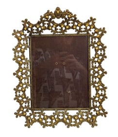 French Style Brass Faux Pearl LARGE Picture Frame