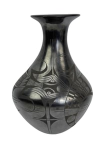 Eusebio Sandoval Blackware Art Pottery Vase SIGNED