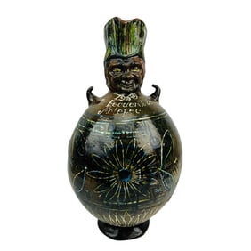 Folk Art Figural Ceramic Pottery 18" Pitcher Jug