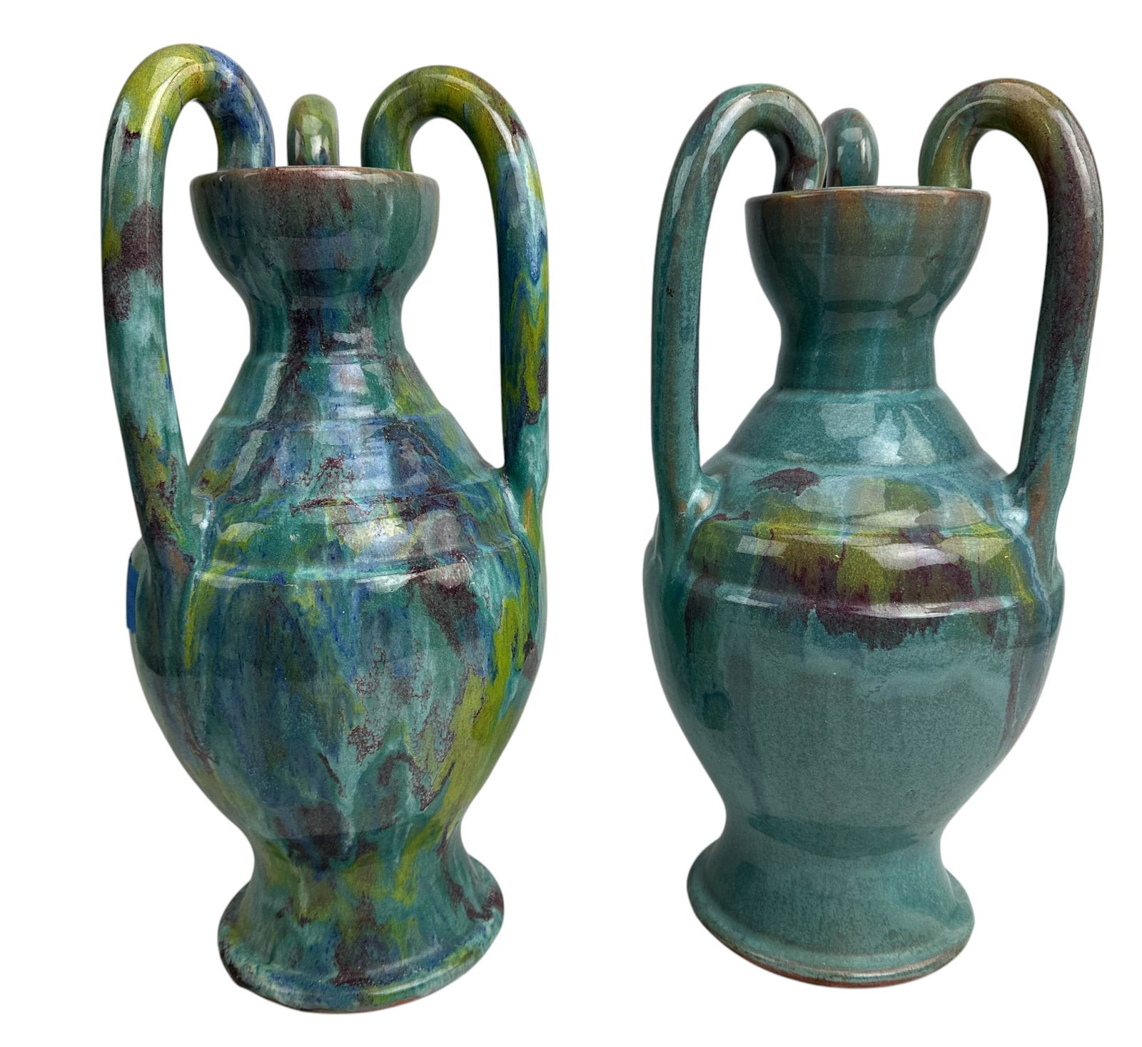 Cole Pottery Studio Crafted Drip Glaze Vases 2pc (1 of 6)