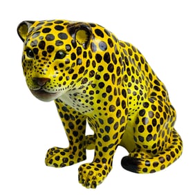 Italian Terracotta Leopard Jaguar LARGE Sculpture