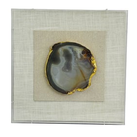 Genuine Agate Geode Rock Slice in Lucite Shadowbox