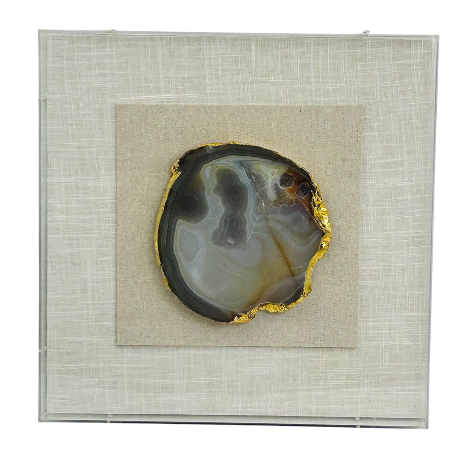 Genuine Agate Geode Rock Slice in Lucite Shadowbox (1 of 3)