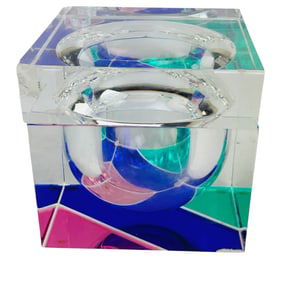 Mid Century Lucite Acrylic Swivel Top Ice Bucket