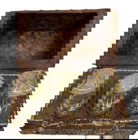 Antique Faux Book Box w/ 3 Glass Perfume Bottles