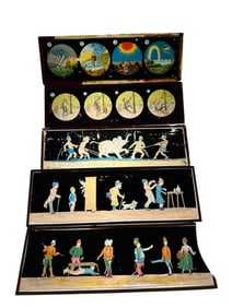 27 Antique Painted Image Glass Magic Lantern Slide