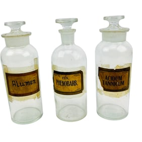 Antique TCW Apothecary Pharmacy Drug Glass Bottles