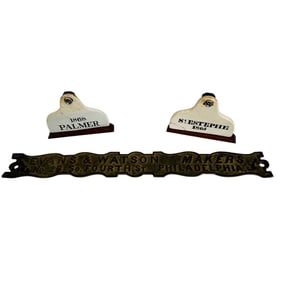 Antique Ceramic Wood Metal Advertising Signs 3pc