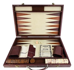 Backgammon Board Game Set w/ Case Dice and Chips