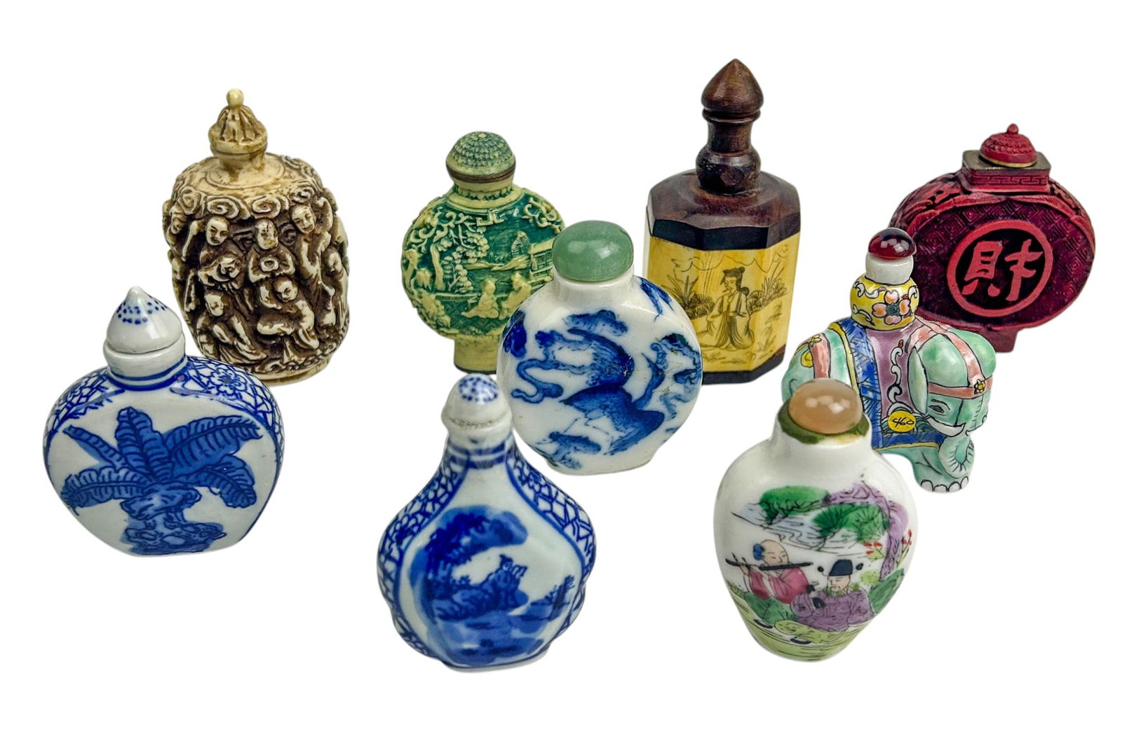 Chinese Porcelain Cinnabar Resin Horn Snuff Bottle (1 of 6)