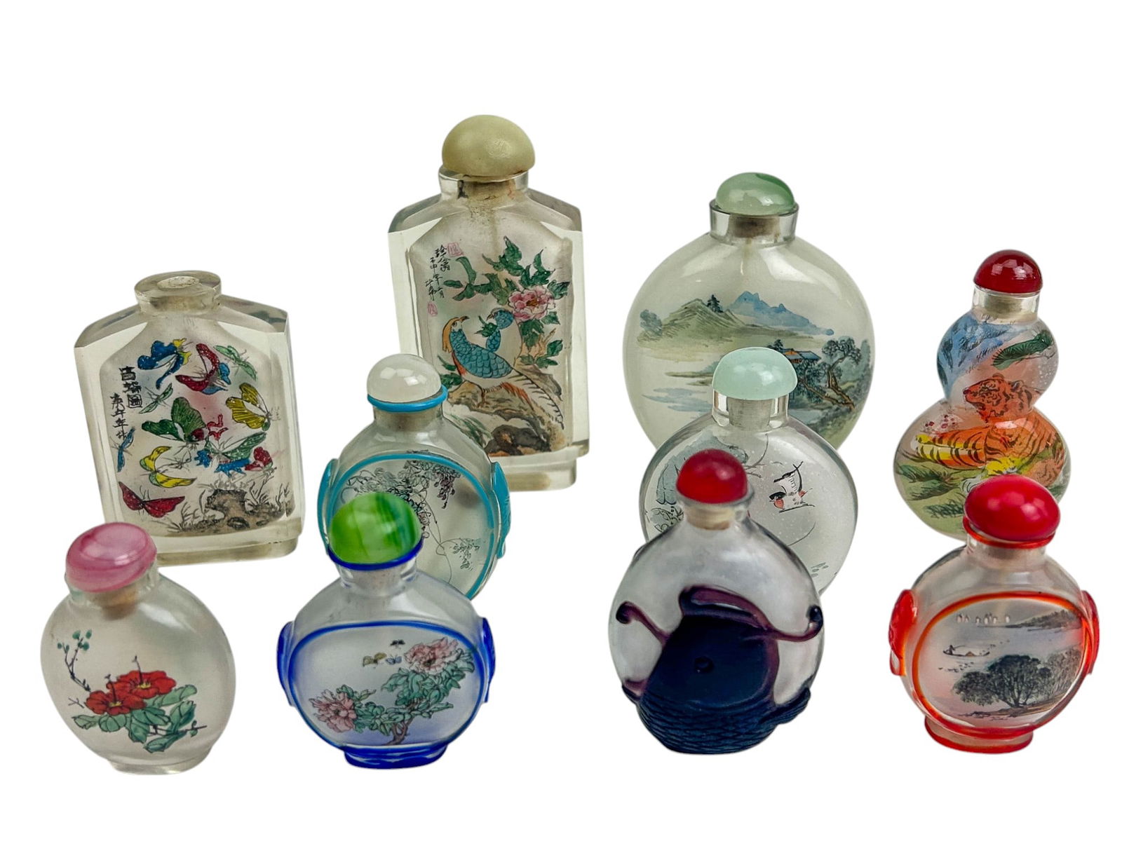 Chinese Reverse Painted Glass Snuff Bottle 10p LOT (1 of 6)
