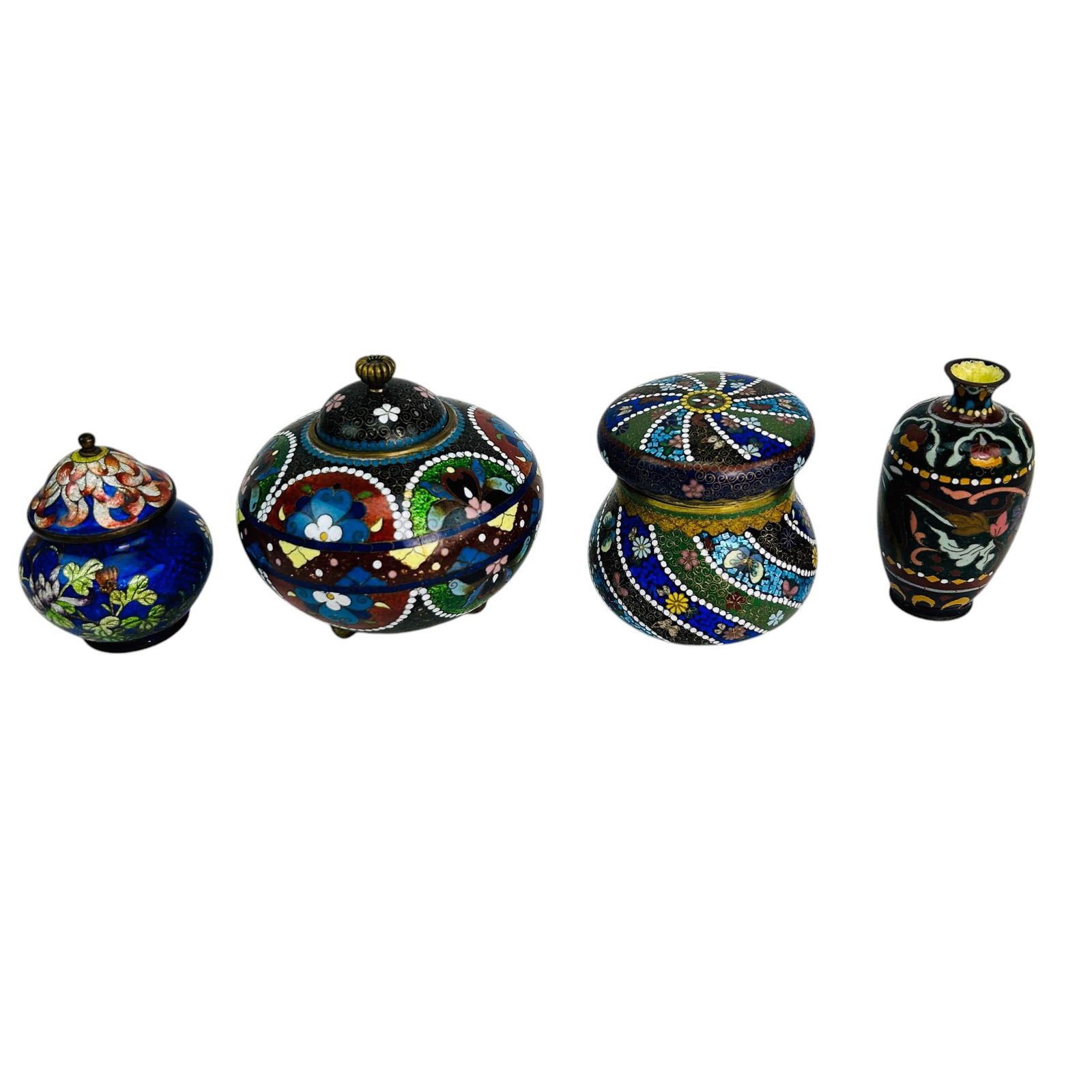 Chinese Cloisonne Enamel Lidded Jar Box Vase LOT (1 of 5)