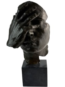 Bronze Face Resignation Sculpture Homage to Dali