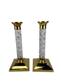 Waterford Cambridge Brass Crystal Candleholders PR