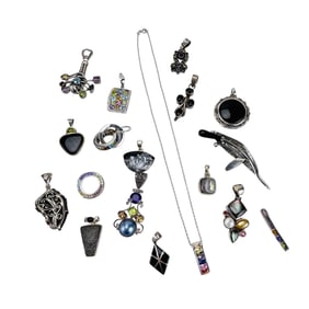 Sterling 925 Gemstone Crystal Necklace Pendant 18p