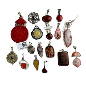 Sterling Silver Gemstone Necklace Pendants 16p LOT