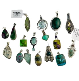 Sterling Silver Gemstone Necklace Pendant 17p LOT