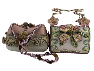 Mary Frances Floral & Beaded Handbag Purse Bags