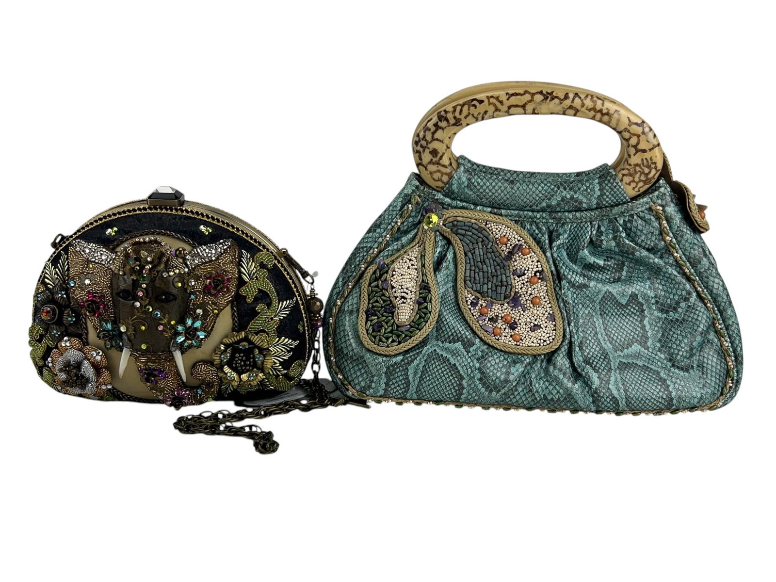 Mary Frances Teal Snakeskin & Elephant Head Purses (1 of 3)