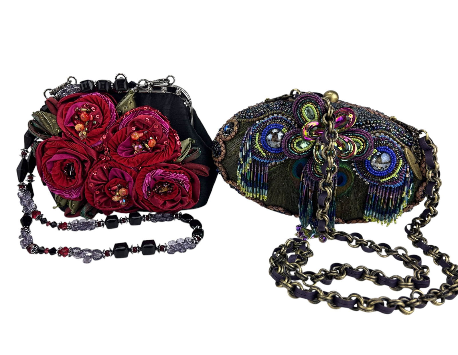 Mary Frances Rose & Peacock Feather Handbag Purses (1 of 5)