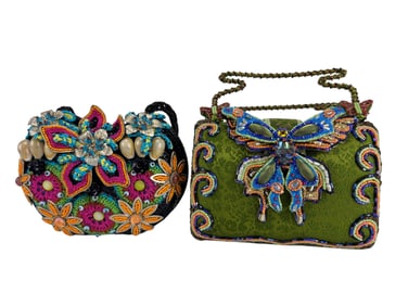 Mary Frances Floral Butterfly Shell Handbag Purses