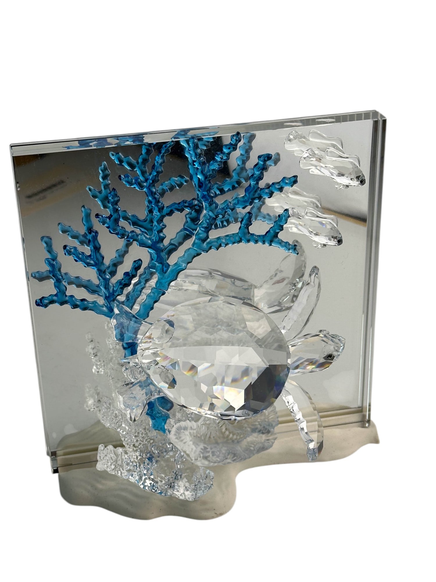 Swarovski Wonders of the Sea Eternity Sculpture: Swarovski Austrian crystal marine themed multifaceted clear and colored art glass sculpture. Titled "Eternity". which was the annual for 2006 and the second of the "Wonders of the Sea" trilogy. Design