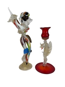 Murano Venetian Harlequin & Seahorse Candleholder