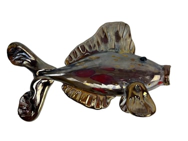Studio Blown Art Glass Iridescent Fish Sculpture