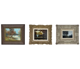 Impressionist Figural Landscape Oil Paintings 3pc