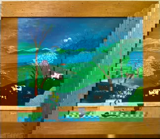 Larry Zingale b.1948 Folk Art Landscape Painting