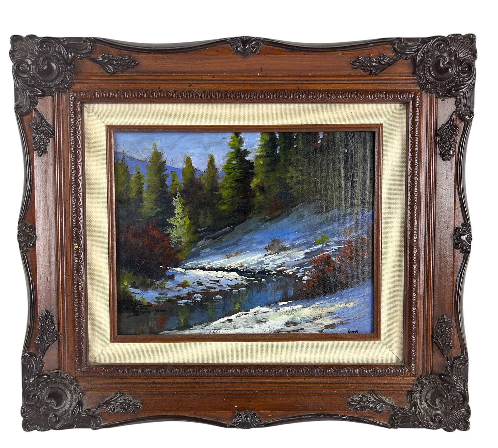Bumo b1970 Winter Landscape Oil Painting on Board (1 of 4)