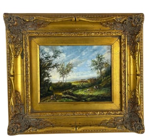 C Franco Pastoral Figural Landscape Oil Painting