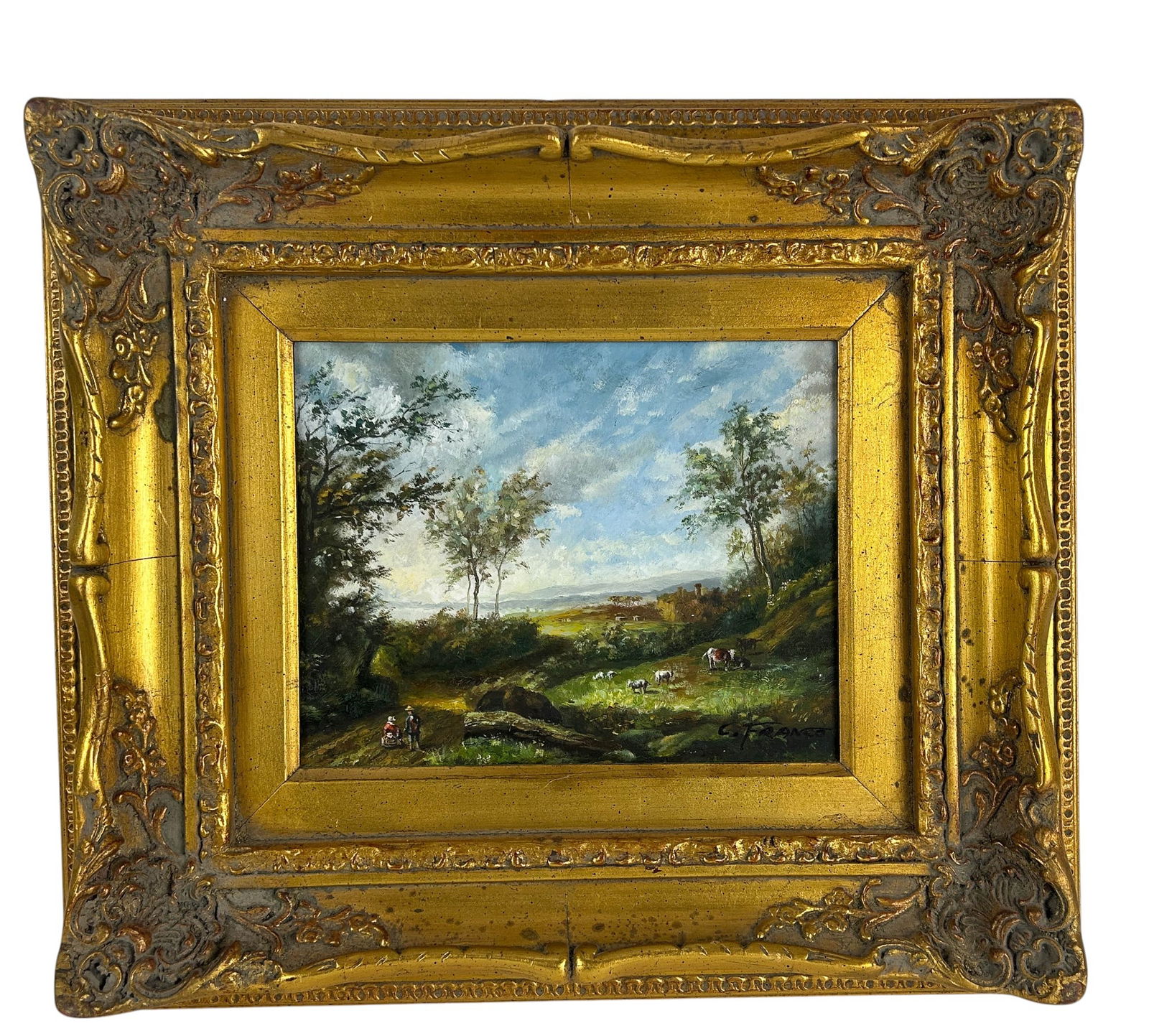 C Franco Pastoral Figural Landscape Oil Painting (1 of 4)