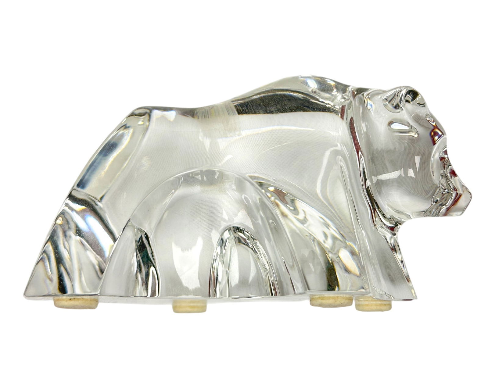 Baccarat Crystal Whale & Bear Glass Figurine w Box: Baccarat French crystal art glass curio cabinet displays. Includes ~ (1) Blue whale. One (1) Grizzly bear. Measure from 2 1/2"-2 3/4" in height x 4 3/4"-6". Signed ~ both stamped with the Baccarat Fra