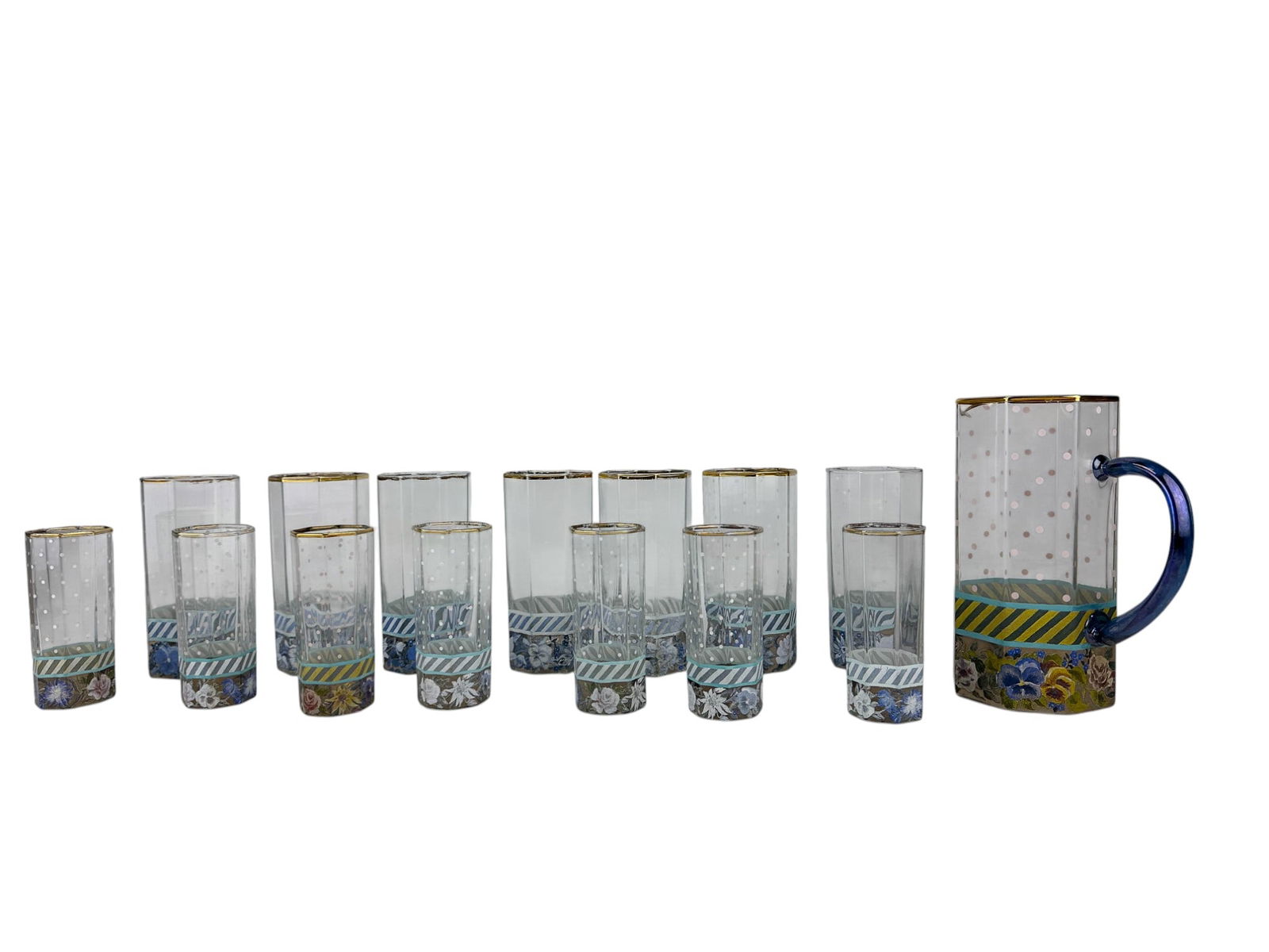 Mackenzie Childs Garland 2014 Glasses & Jug 15pc (1 of 7)