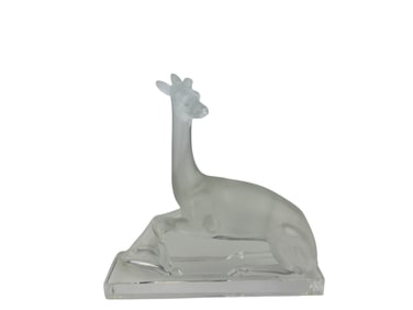 Lalique French Frosted Crystal Stag Deer Sculpture