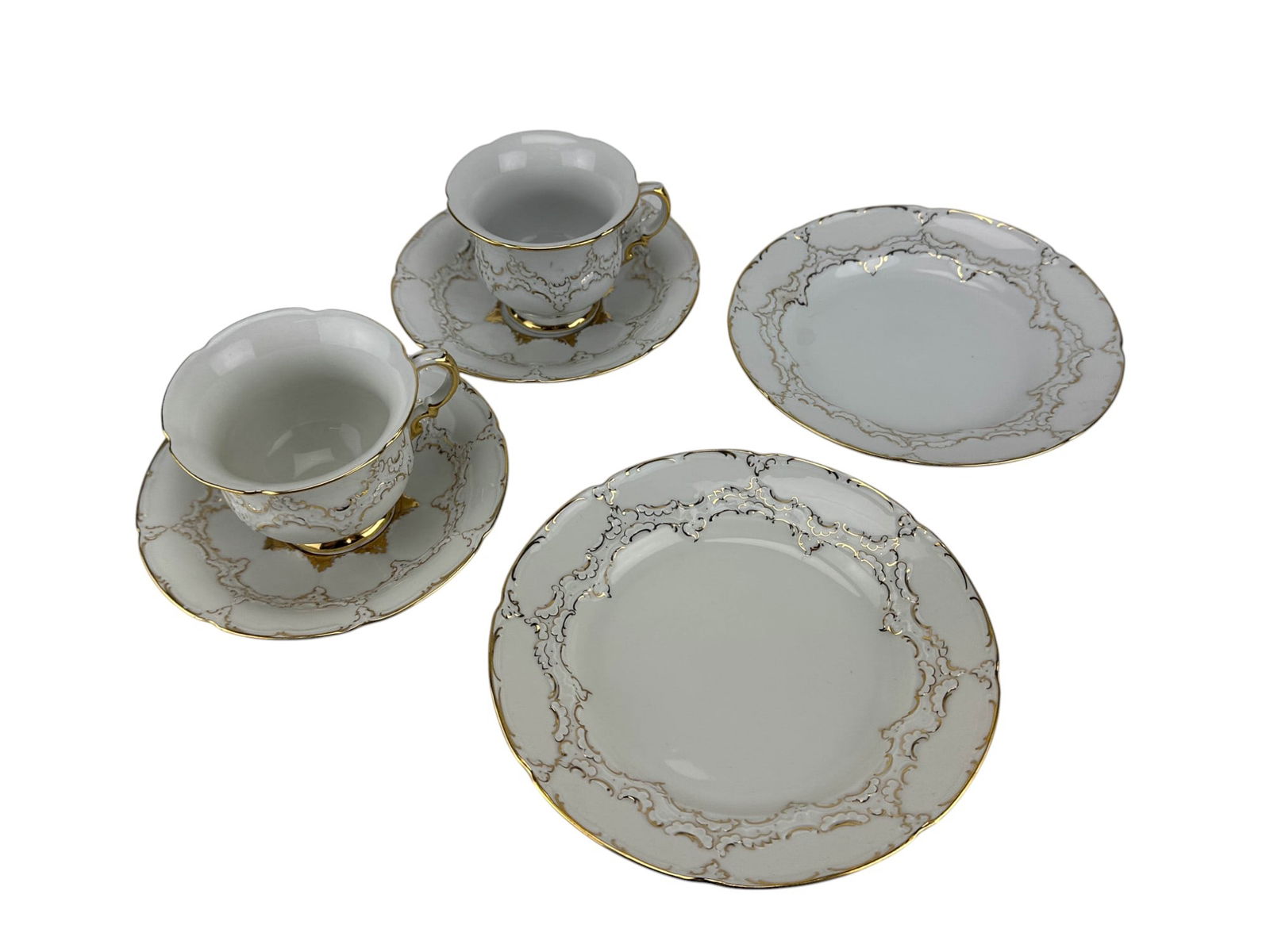 Meissen White Gold Gilt Cup Saucer Plate 6pc LOT (1 of 4)