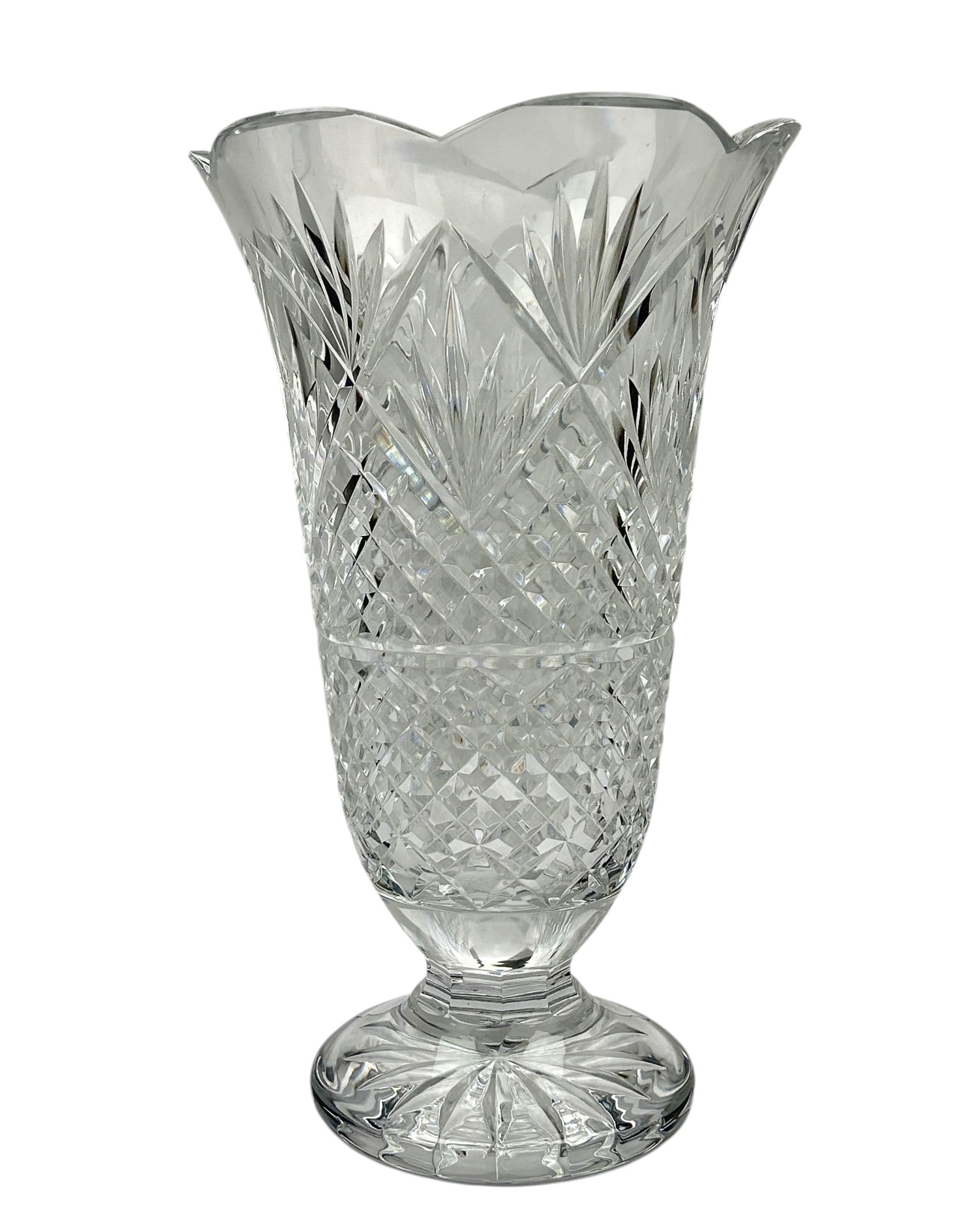 Waterford Crystal Fan Diamond Quilt Shelf Vase 14" (1 of 7)