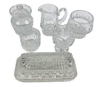 Waterford Crystal Creamer Sugar Butter Dish 6p LOT