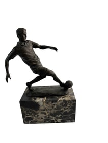 Bronze Soccer Player Sculpture after Miguel Lopez