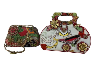 Mary Frances High Heel Pumps & Floral Handbag LOT