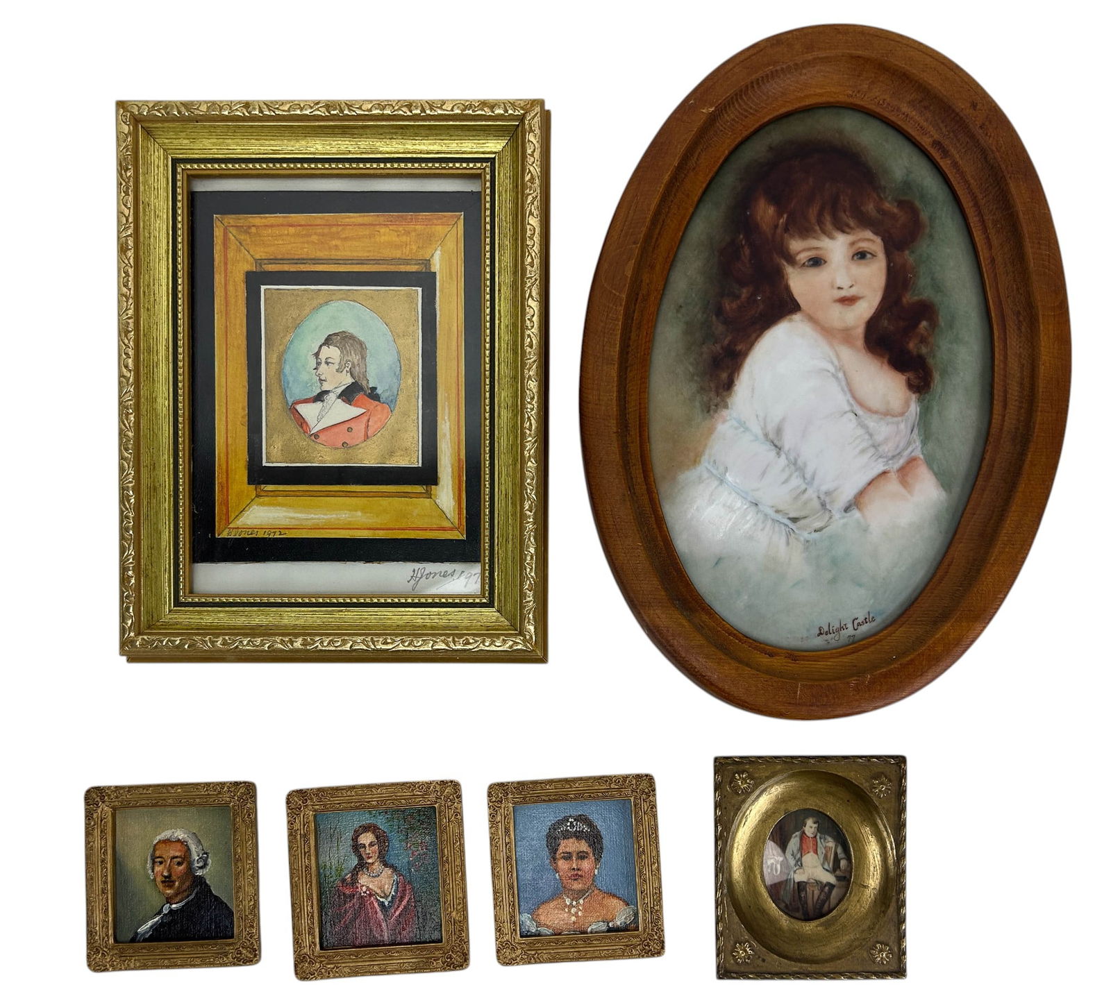 Mini Portrait Oil & Watercolor Paintings 6pc LOT (1 of 5)