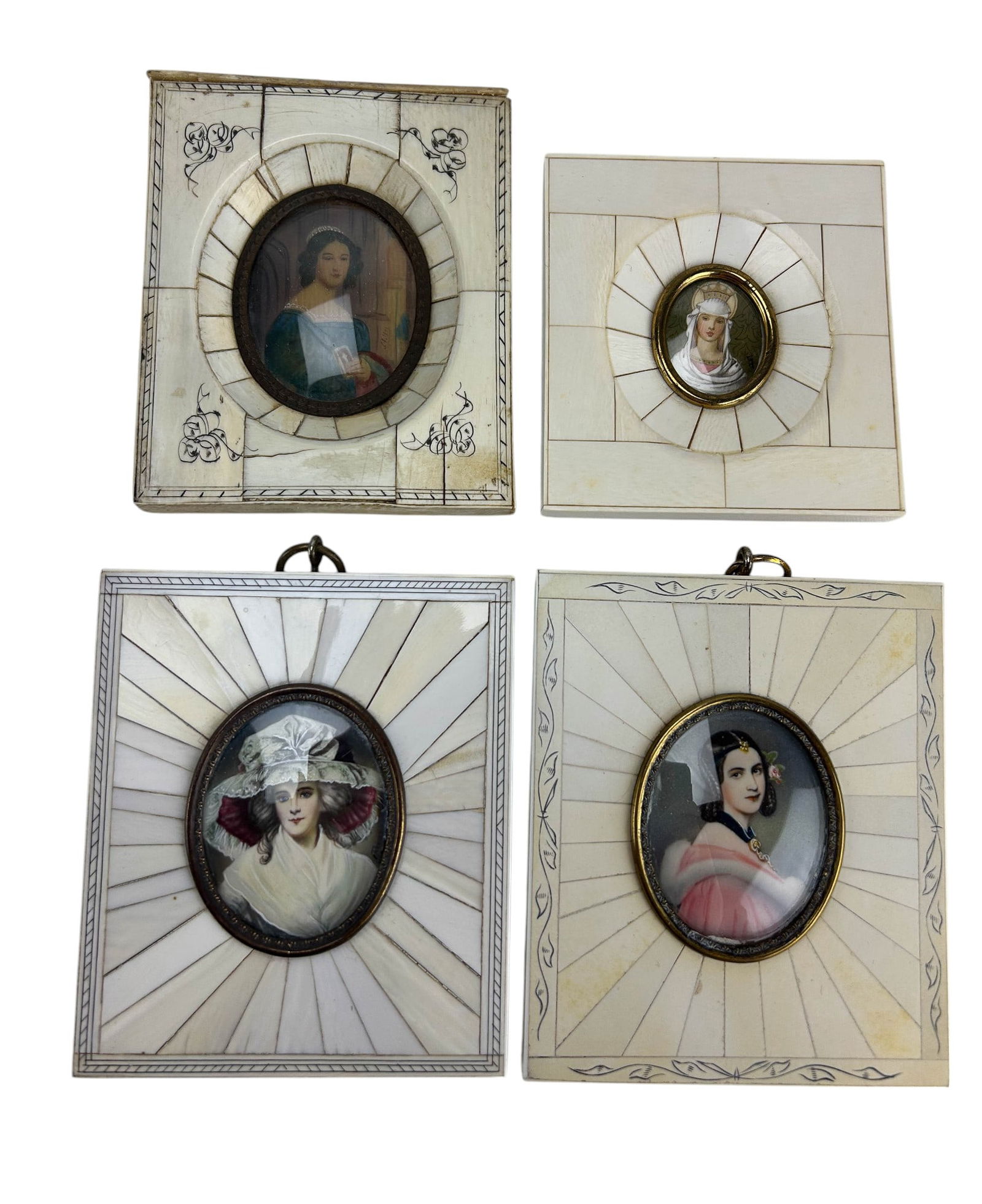 Antique French Mini Victorian Lady Portrait 4p LOT (1 of 6)