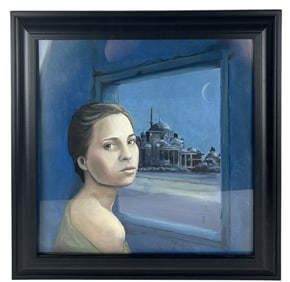 Alexy Berthelot Portrait w Landscape Oil Painting