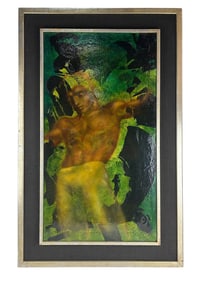 Homoerotic Male Figure Oil Painting signed Russon