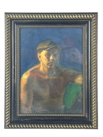 Portrait of Bare Chested Man w/ Cap Oil Painting
