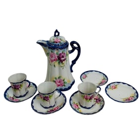 Nippon Porcelain Chocolate Pot Cup Saucer 7pc LOT