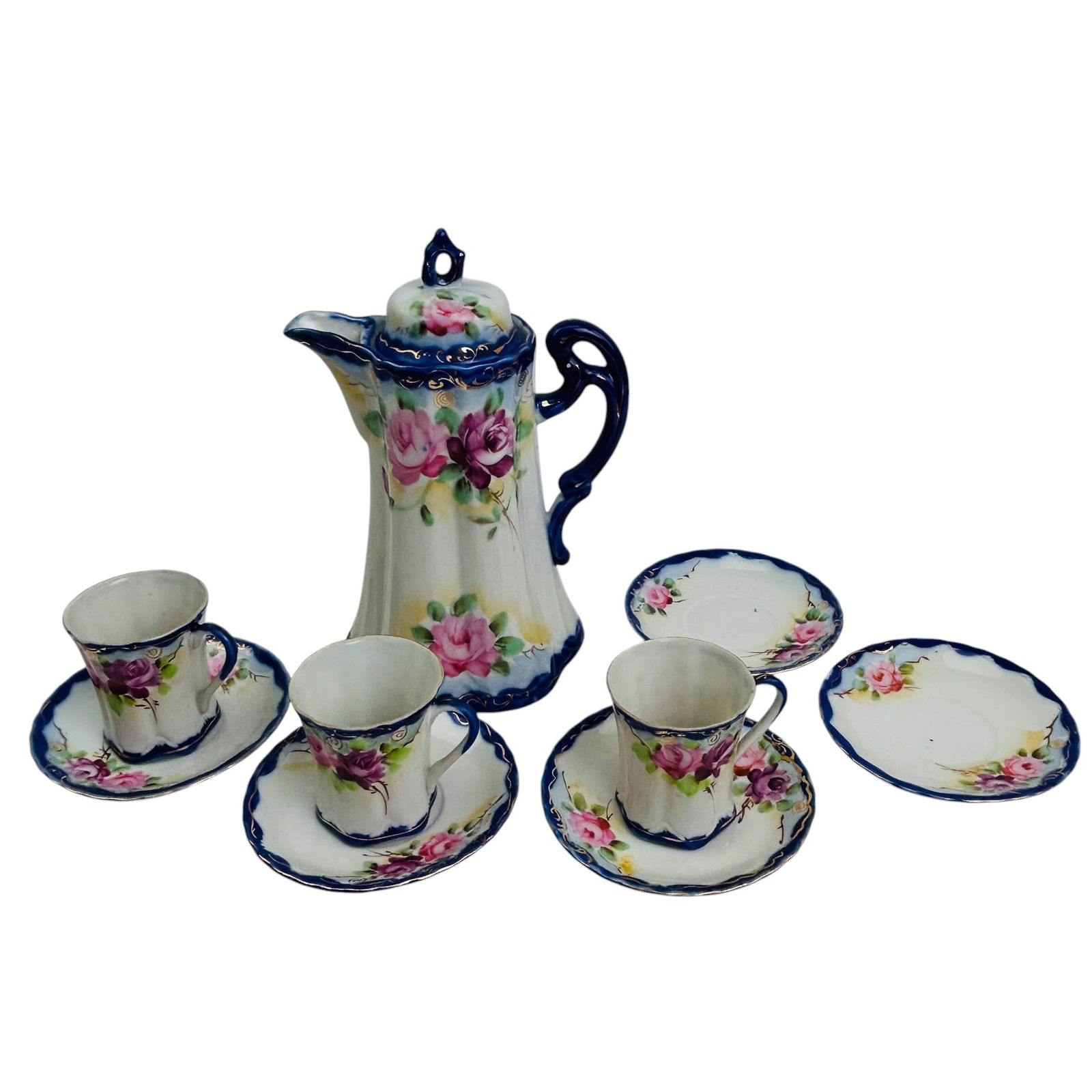 Nippon Porcelain Chocolate Pot Cup Saucer 7pc LOT (1 of 8)