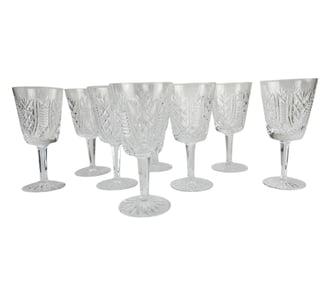 Waterford Irish Cut Crystal Clare Water Goblets 8p