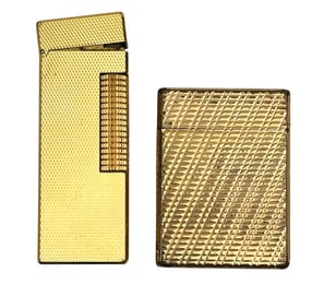 ST Dupont & Dunhill Gold Tone Lighters 2pc LOT